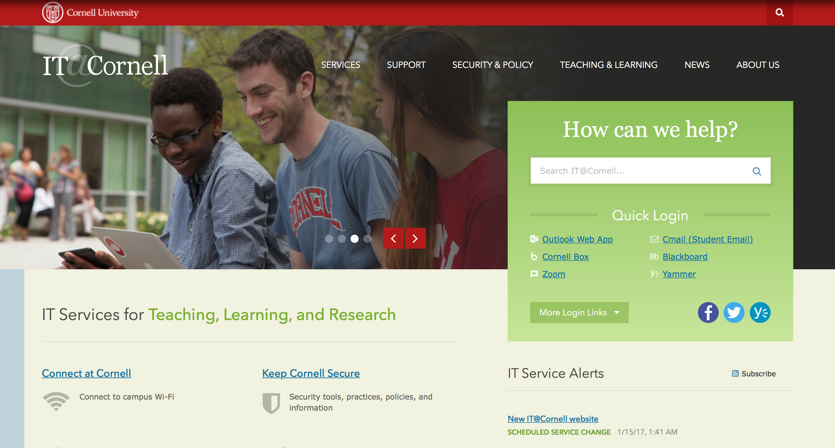 IT@Cornell Website Homepage