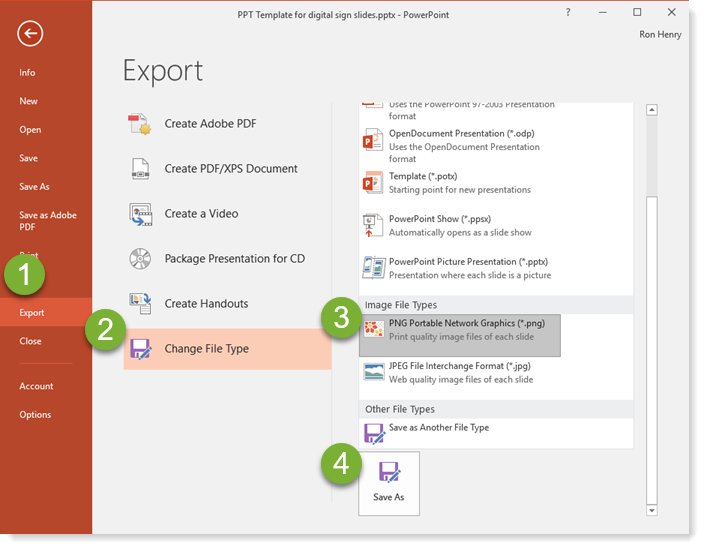 PowerPoint slide export as PNG for use in Appspace