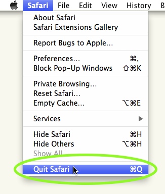 Quit Safari