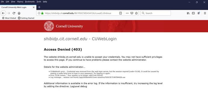 CUWebLogin access denied error message