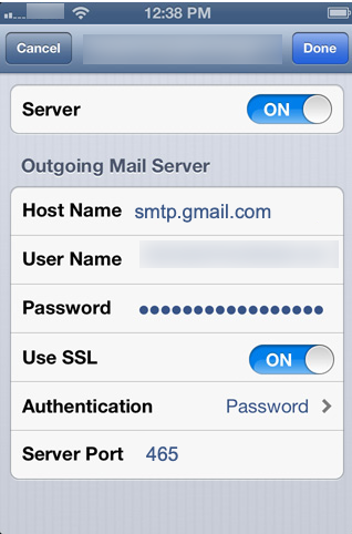 Set hostname to smtp.gmail.com and server port to 465. 