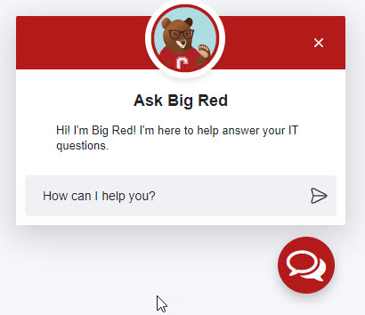 Screenshot of the Ask Big Red chatbot