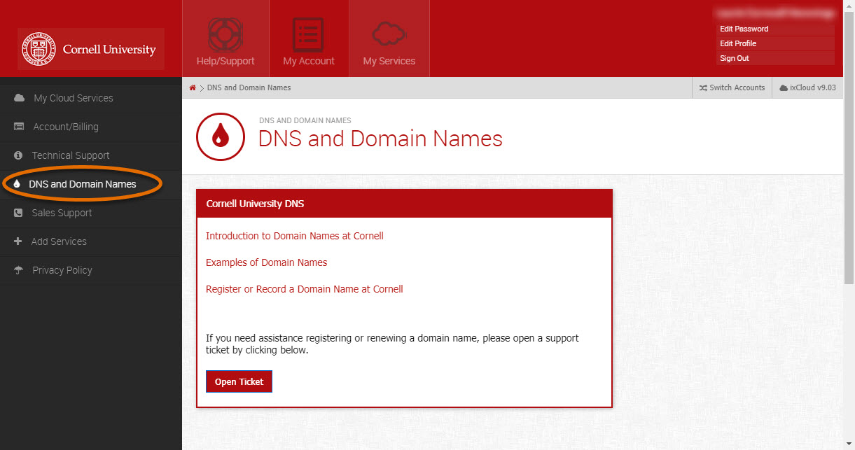 Picture of Media3 dashboard with DNS and Domain Names selected