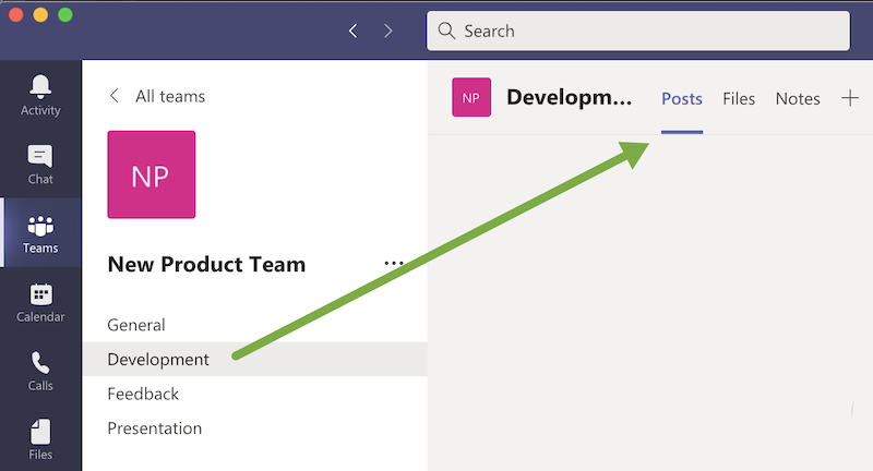 Image showing the relationship between a channel and the workspaces associated with it, Posts, Files, and Notes 