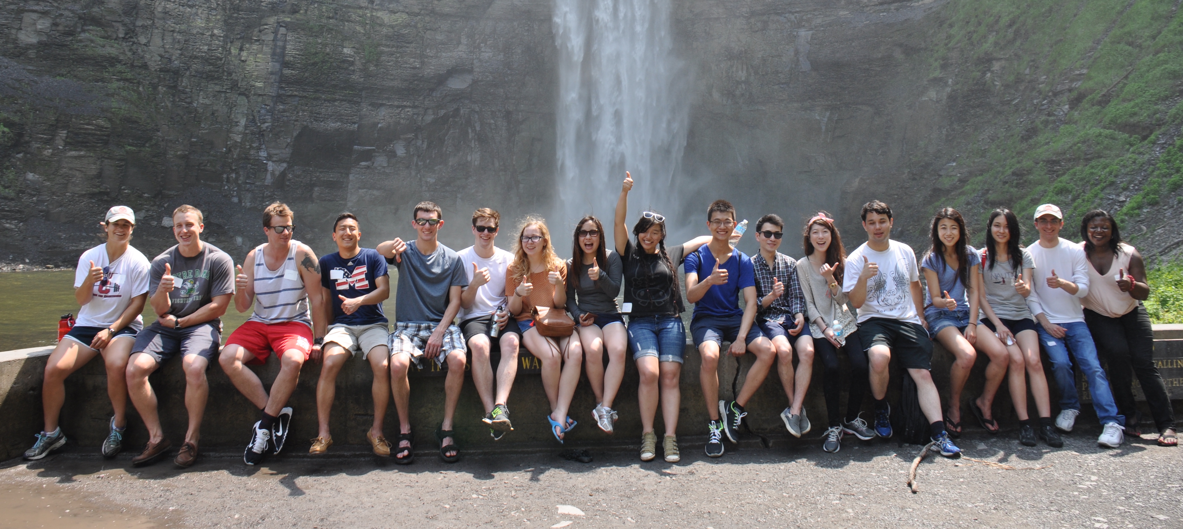 Cornell students at Taughannock Falls