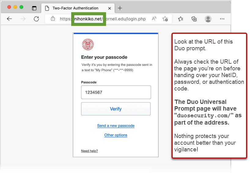 The Duo Universal Prompt will have "duosecurity.com/" as part of the address