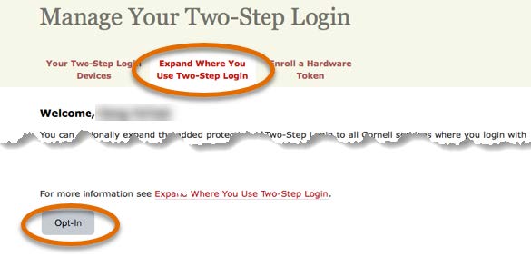 Expand Where You Use Two-Step tab with Opt-In selected