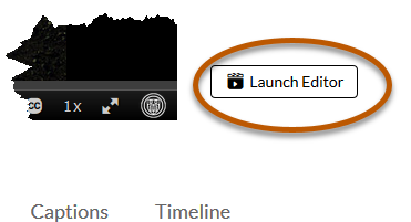 Video editing page with Launch Editor selected