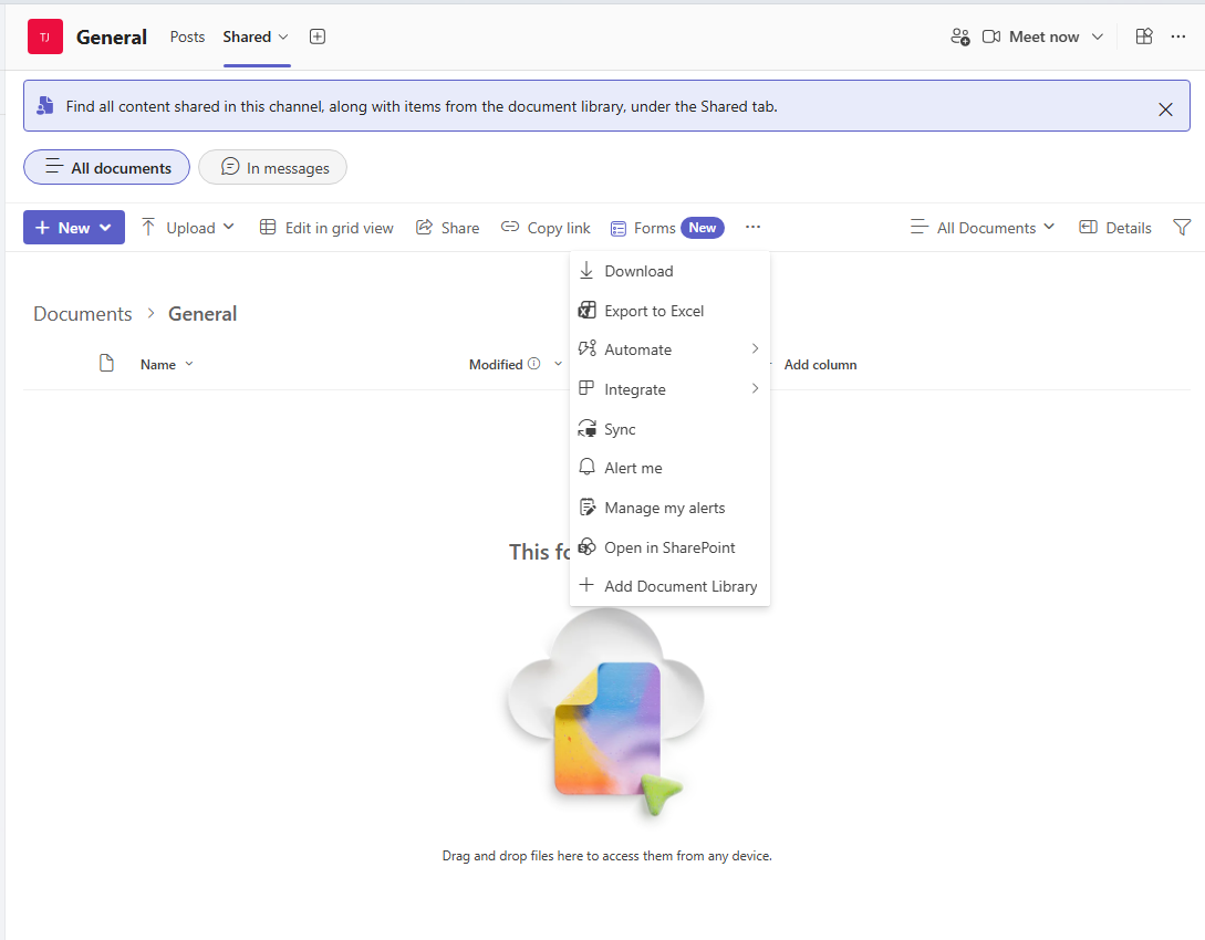 Screen showing the word Shared selected