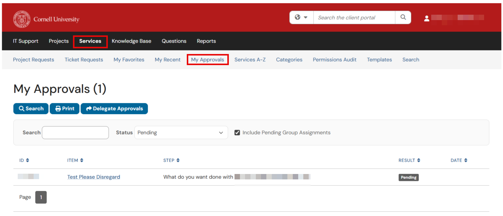 Delegated Approvals found under Service and My Approvals tab