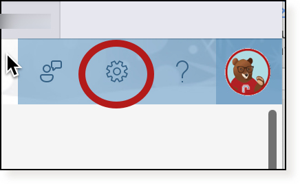 The gear icon appears to the left of the profile image