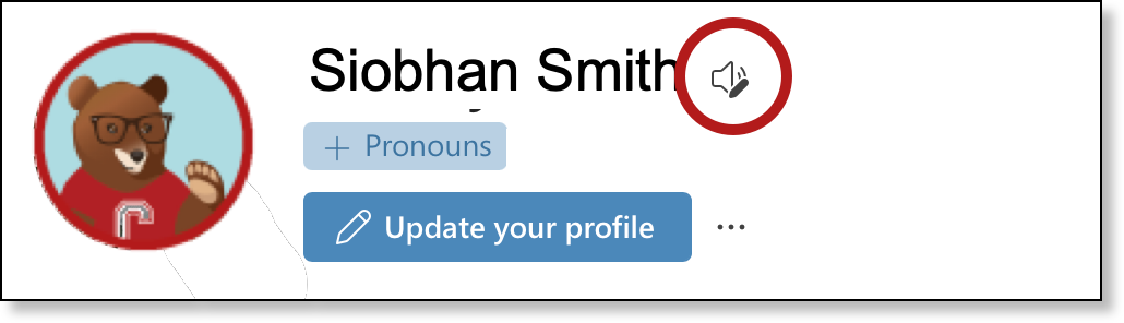 The speaker icon is directly to the right of the name.