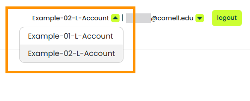 Simplelists account dropdown menu.