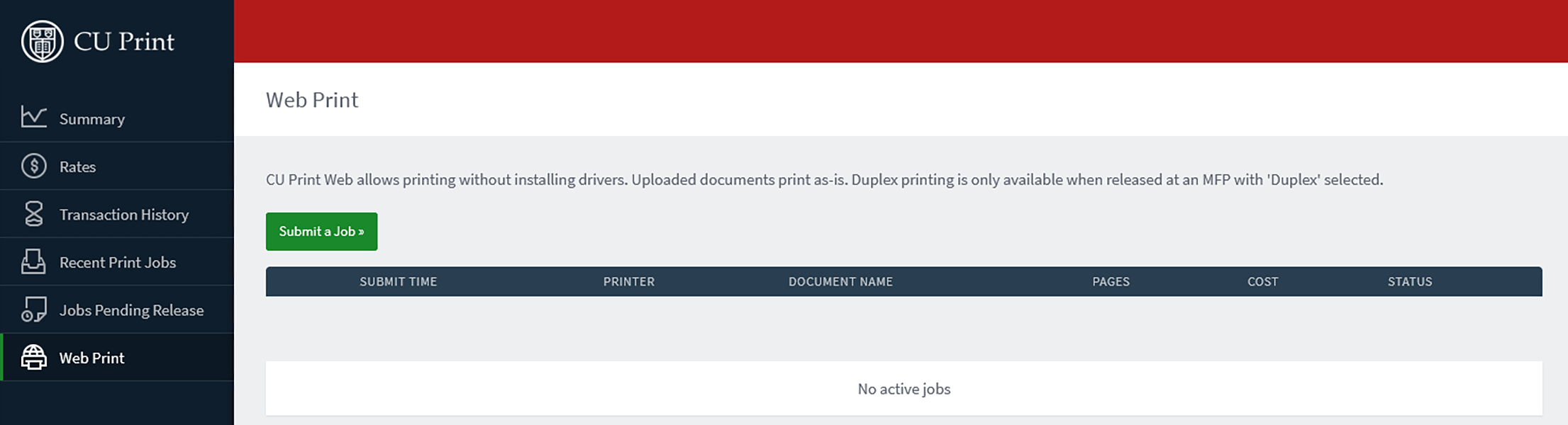 Web Print window