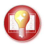 Icon of stylized lightbulb superimposed on a Zoom screen