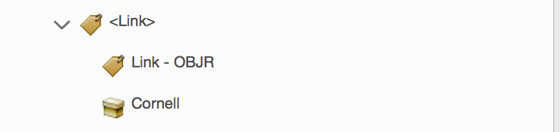 A correct link structure has a top-level <link> label, a link title, then the name of the link destination