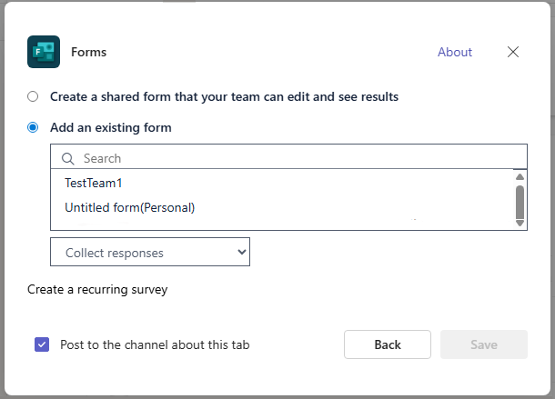 Add a form to a team