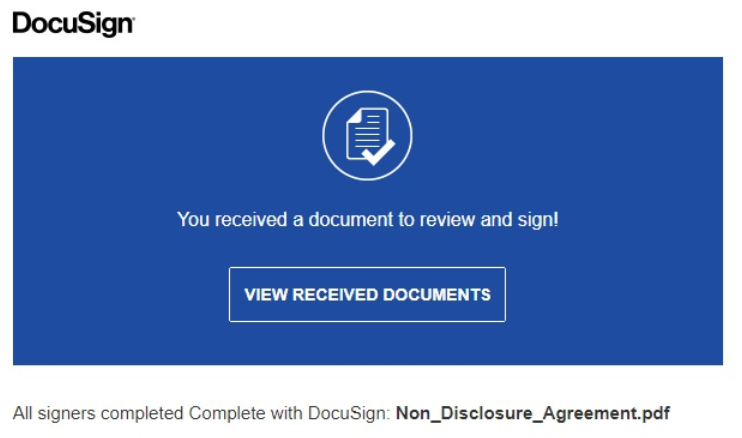A fake DocuSign notification for Non_Disclosure_Agreement.pdf