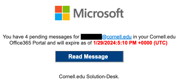 A fake Microsoft-branded notification with a Read Message button.