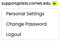 personal settings menu dropdown