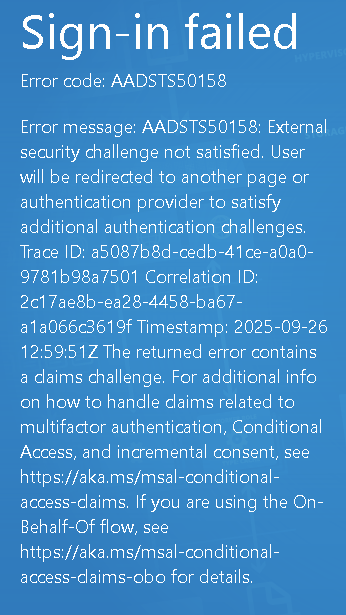 A "sign-in failed" error window.