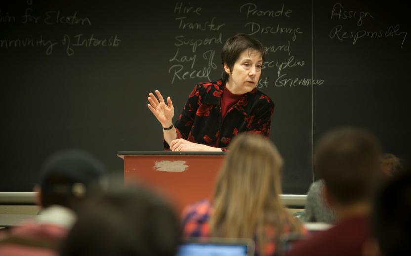 Risa Lieberwitz teaching a class