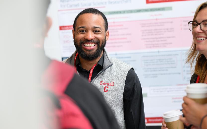 Cornell logo on participant's vest