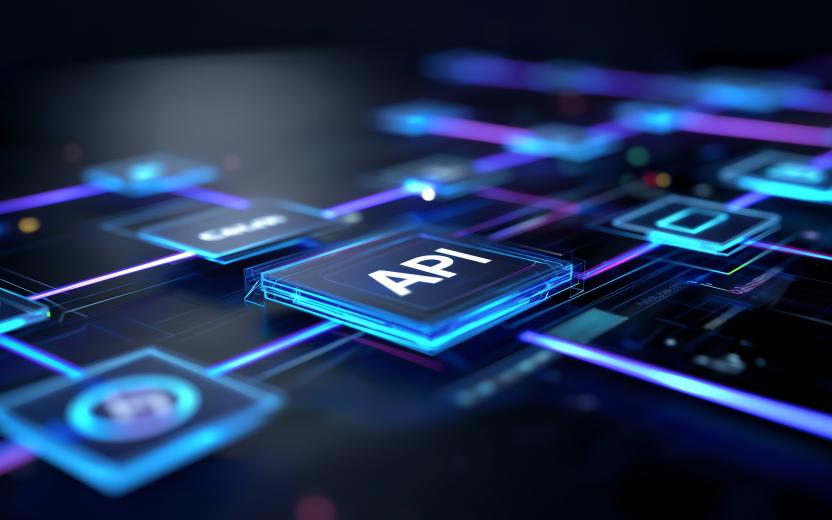 A graphic representation of connected software development tools like API