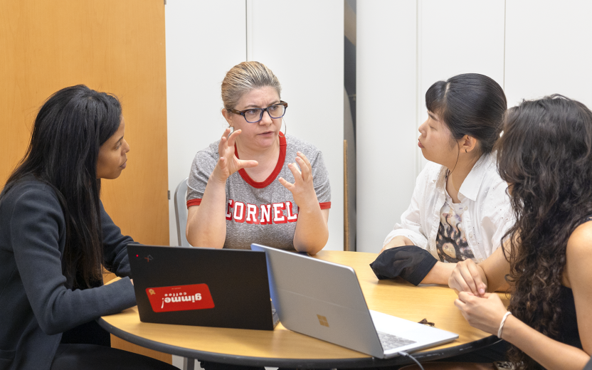 Cornell community members around a conferece table
