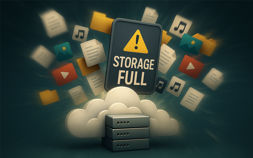 illustration depicting an overloaded cloud storage server