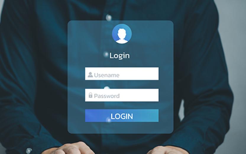 Person logging in using their name and password