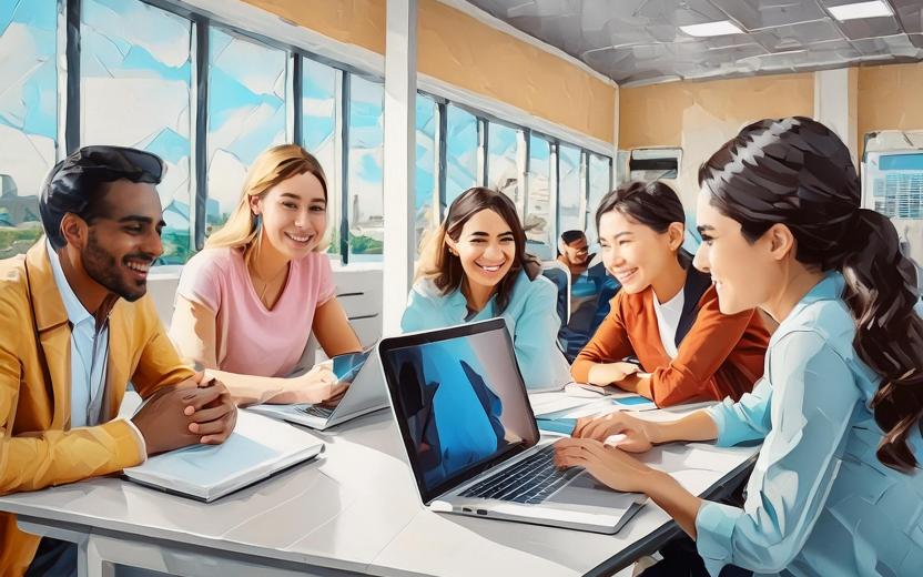 Adobe Firefly generated painting of students in a classroom