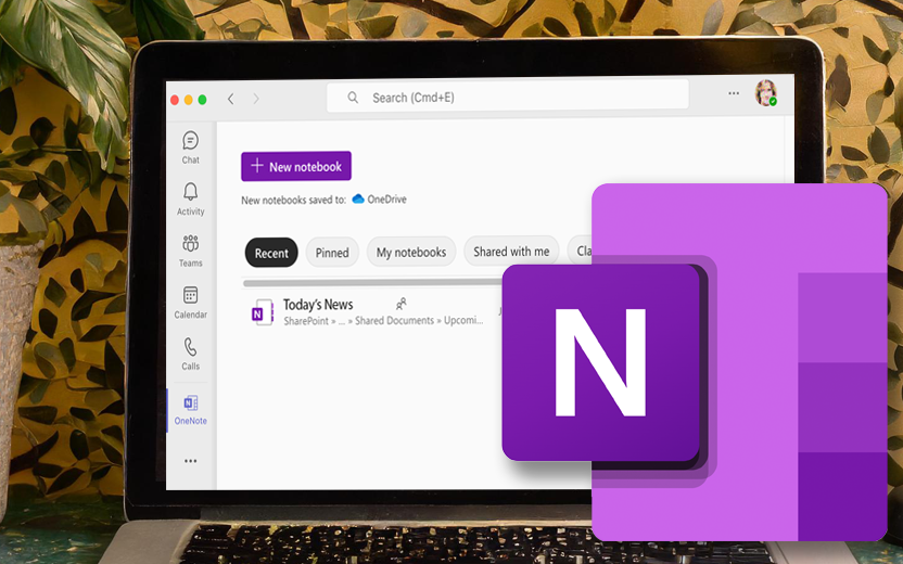 Laptop displaying a OneNote notebook within Microsoft Teams.