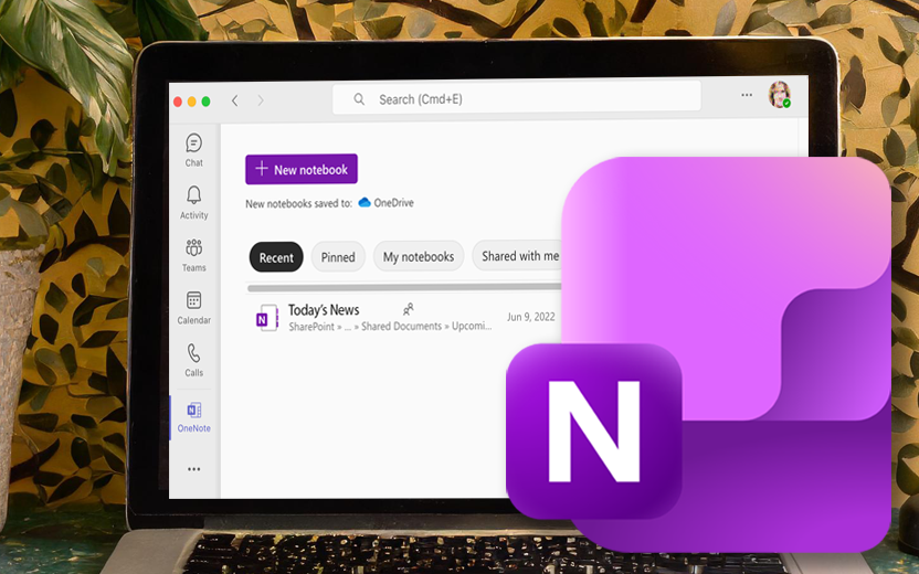 Laptop displaying a OneNote notebook within Microsoft Teams.