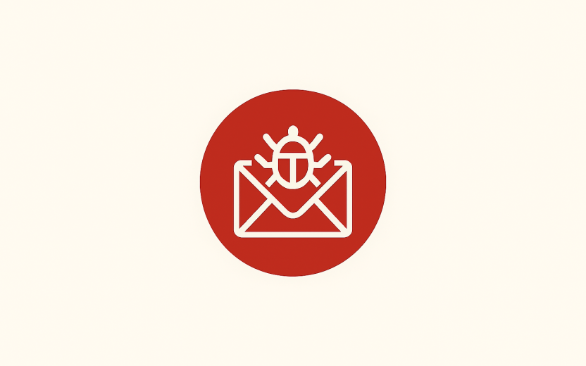 An email icon with a bug on it