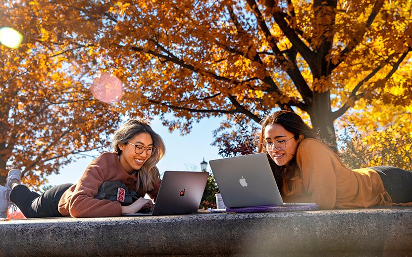 Students Outdoors with Computers