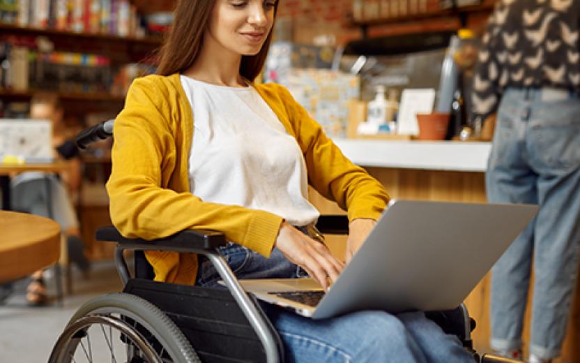 Student in Wheelchair with laptop