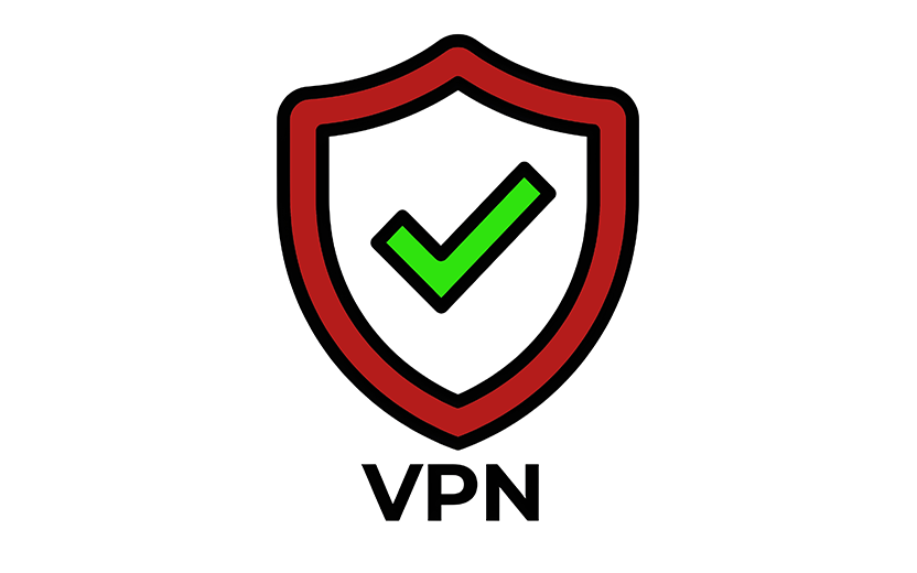 Green checkmark over a red-outlined shield with the letters VPN below