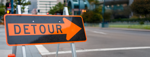 Detour street sign