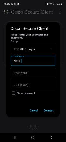 CSC android login window