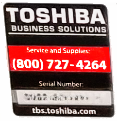 Toshiba Service Label on the Printer