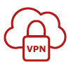 VPN red graphic showing lock in front of cloud