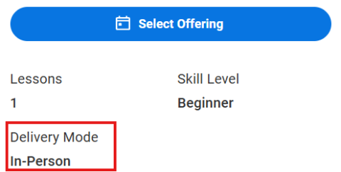 Workday displays the delivery method as In-Person