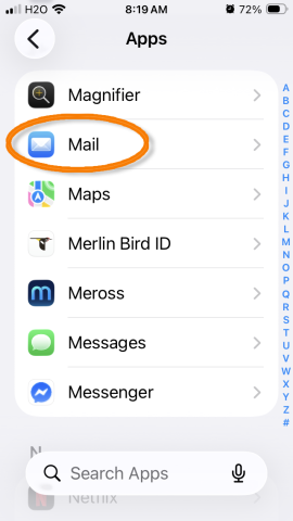 Image of iPhone with Mail selected