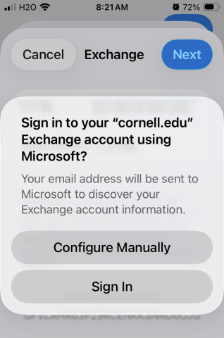 Image of iPhone with Sign in selected