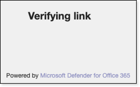 Grey dialog box with the words verifying link
