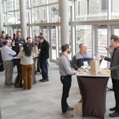 Attendees in the atrium.