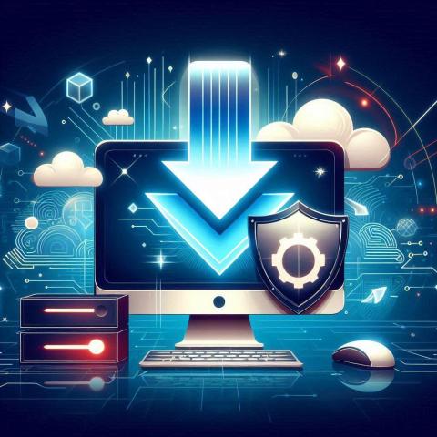 An illustration that depicts a computer being upgraded and becoming more secure, with a futuristic and sleek design.