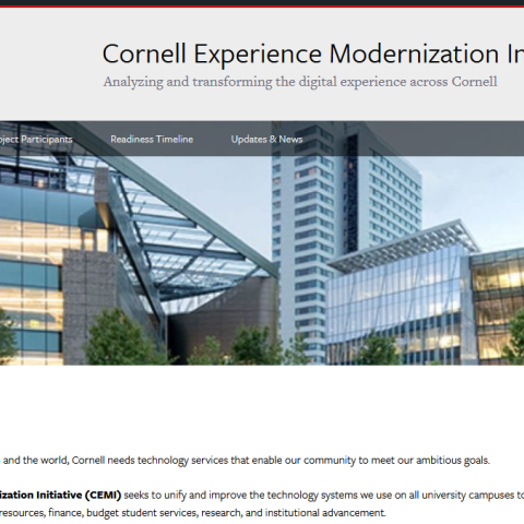 home page for the Cornell Experience Modernization Initiative project