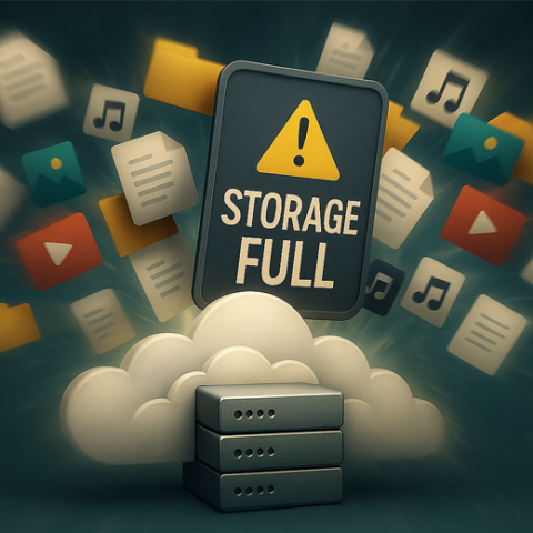 illustration depicting an overloaded cloud storage server